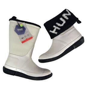 Hunter Original Slipper Snow Boot Womens 10 Insulated Foldable Cuff White Willow